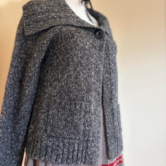 Vintage Y2K wool knit twee lolita babydoll gray sweater grunge coquette winter S - Picture 7 of 11